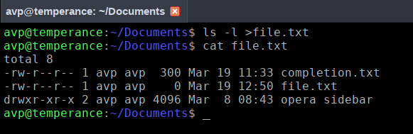 Redirect output from the command line