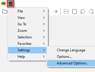 accessing advanced settings in Sumatra PDF