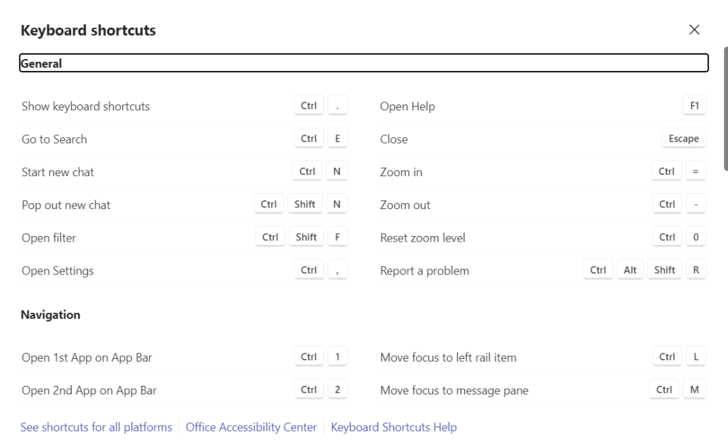 Microsoft Teams keyboard shortcuts