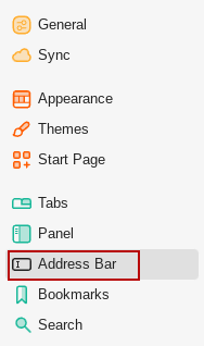 Address Bar settings in Vivaldi