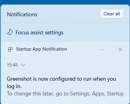 Notifications area in Windows 11