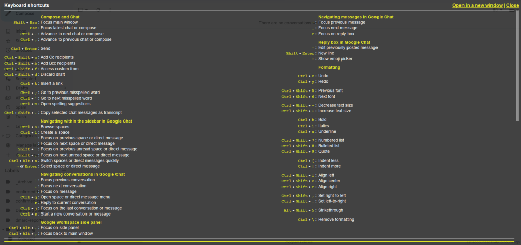 Gmail keyboard shortcuts