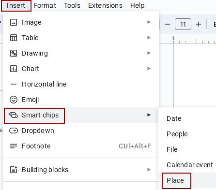 Smart chips in Google Docs