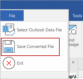 Saving the converted file as PST