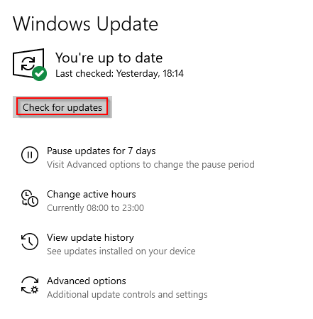 Manually check for new Windows updates