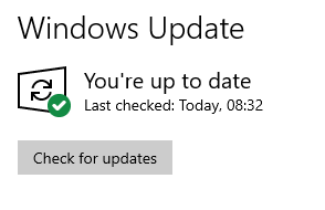 No new Windows Updates are available