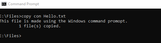 copy con command to make files through Windows command prompt