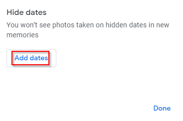 Exclude certain dates from memories in Google Photos