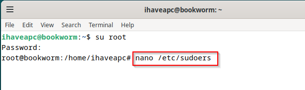 Open sudoers file using any text editor like nano or vi