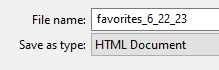 Edge favorites as HTML file 