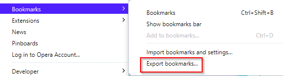 Export Opera bookmarks