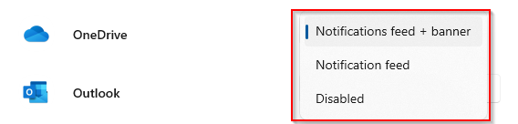 Choose from different notifications types in Phone Link 