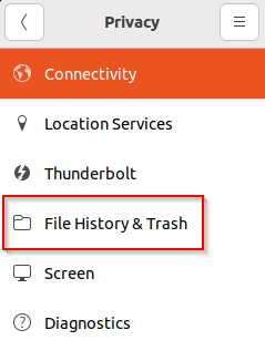 File History and Trash settings in  Ubuntu 22.04