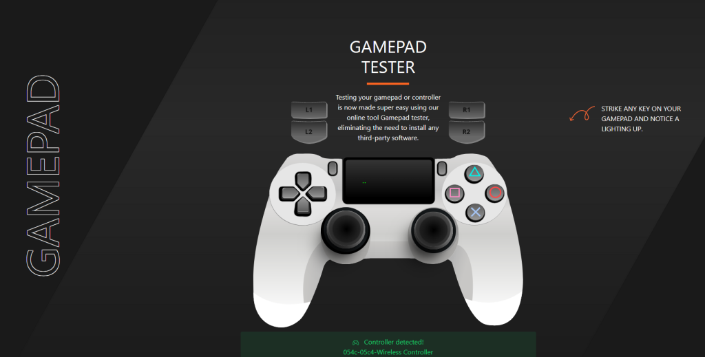 Gamepad Tester website