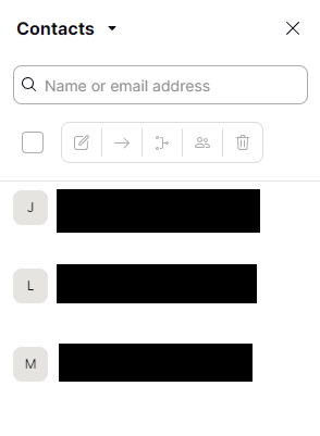 Contacts list in Proton Mail 