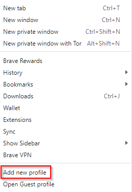 Adding a new Brave browser profile