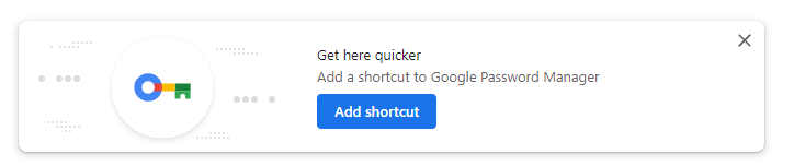 add a shortcut to Google Password Manager