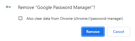 confirm uninstallation of Google Password Manager 