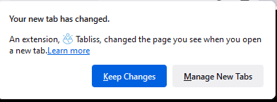 Add-ons controlling Firefox new tab appearance