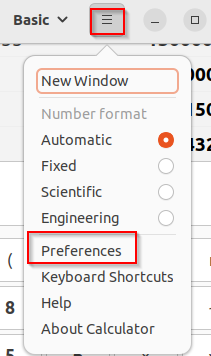 Accessing Ubuntu calculator settings