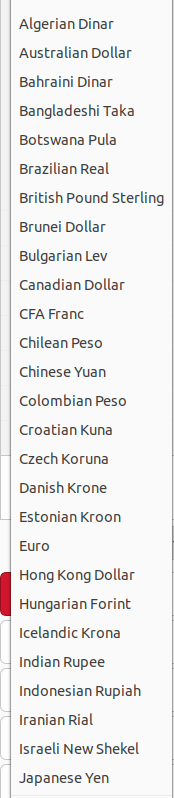 Different currencies for conversion in Ubuntu calculator