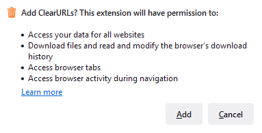 Add ClearURLs add-on to Firefox