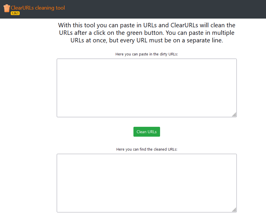ClearURLs cleaning tool