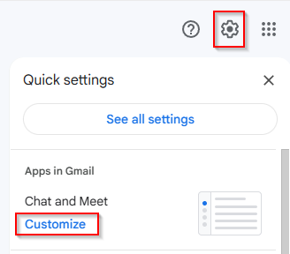 Access Apps in Gmail settings