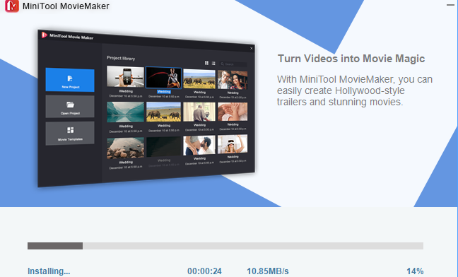 MiniTool MovieMaker installation in progress