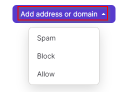 mark incoming emails as spam, or block or allow in Proton Mail