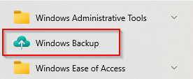 accessing Windows Backup