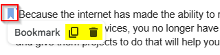 bookmark inserted in google docs