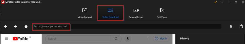 Video Download feature in MiniTool Video Converter