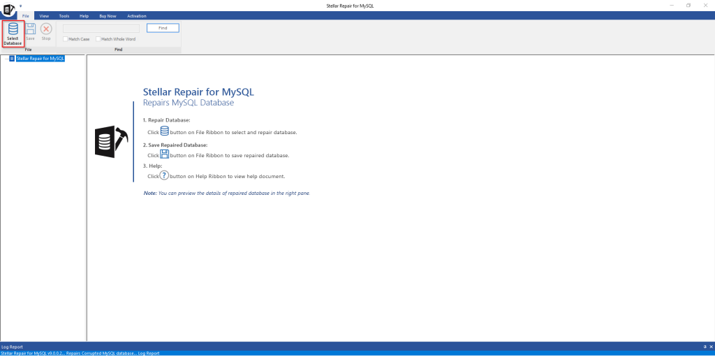 Selecting of database in MySQL interface 