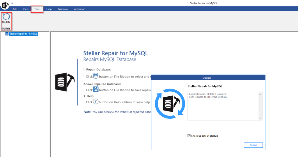 Updating the software for downloading the database