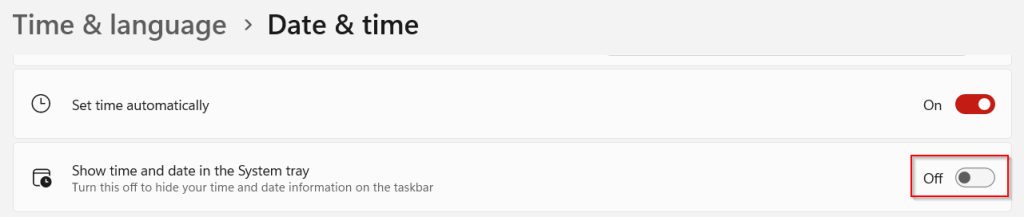 Toggle date and time in the Windows 11 system tray