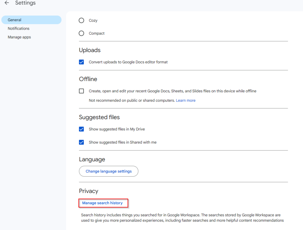 Google Workspace privacy settings