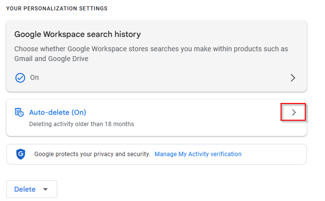 Toggle auto-deletion of search history