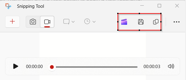 Save the recordin or copy it to another location from snipping tool