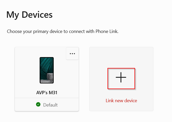 Added devices in Phone Link will show up under My Devices