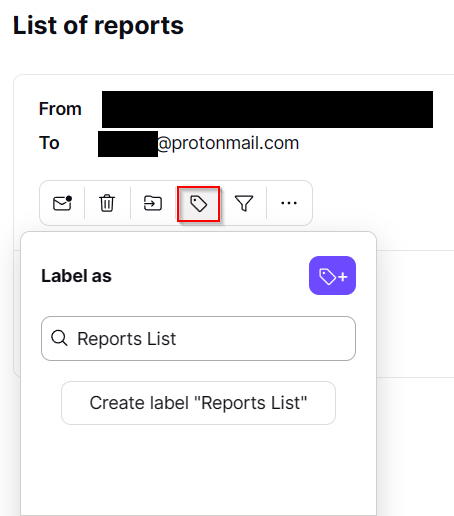 creating a sticky label for email conversation in Proton Mail