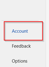 Accessing Microsoft Office account settings