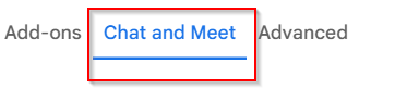 Chat and Meet settings in Gmail