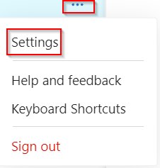 Accessing Skype Web settings