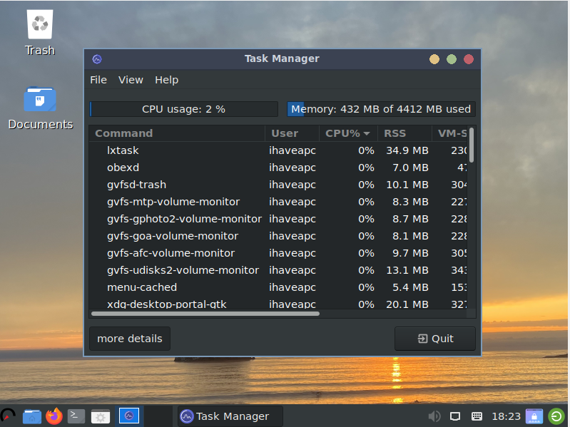 Task Manager in wattOS