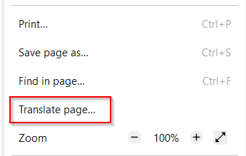 Translate page feature in Firefox