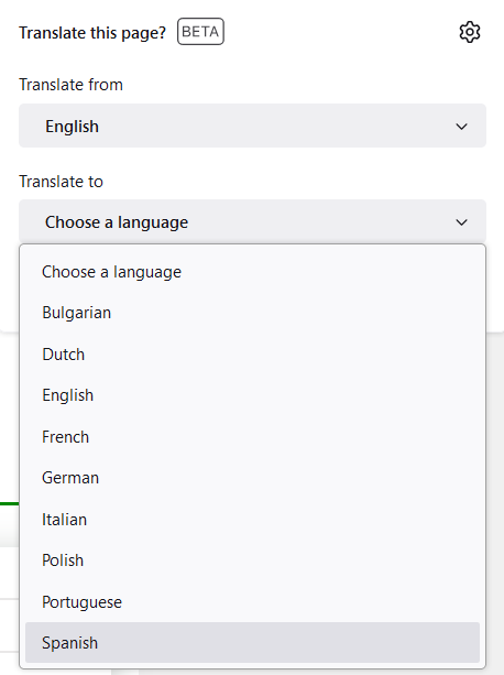 Choose the destination language for translating web page in Firefox