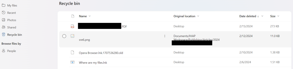 OneDrive Recycle Bin