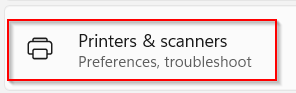 Printers and scanners settings in Windows 11