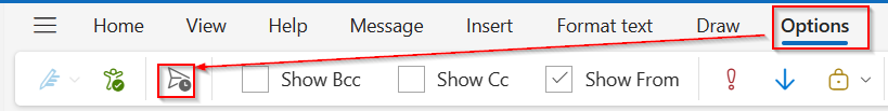 Schedule send feature in Outlook 